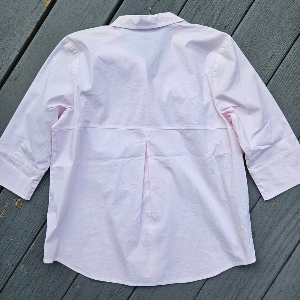 J. Jill White Shirt Collection Soft Pink Button-Up 3/4 Sleeve Womens Medium - Picture 4 of 9